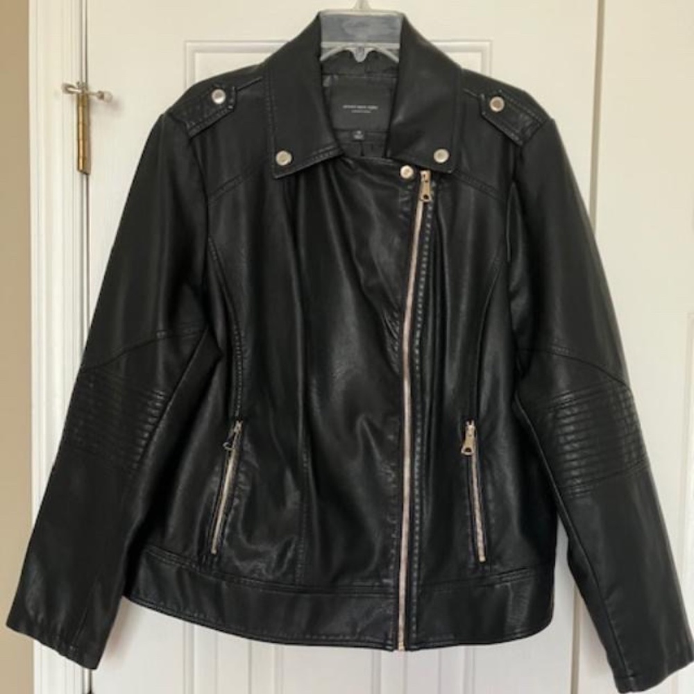 Womens Marc Jacobs Faux Leather Moto Jacket 1X Black